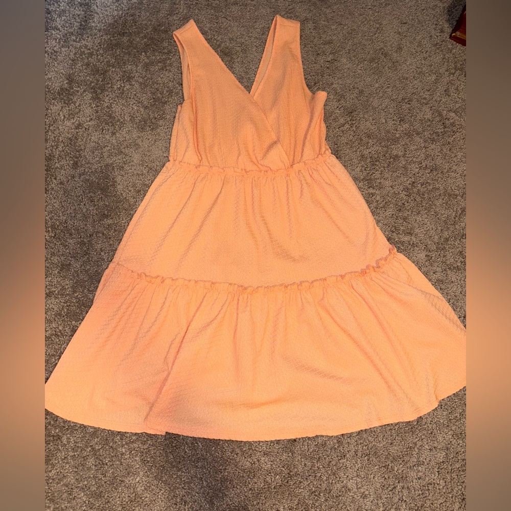 Peach Sleeveless Tiered Dress